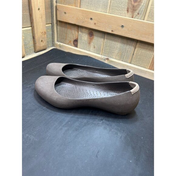 Crocs Womens Brown Ballet Flats Slip-On Shoes Size 9 Lightweight & Comfortable - Picture 5 of 8